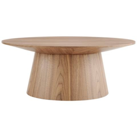 Wesley 35 1/2" Wide Oak Veneered Wood Round Coffee Table | Lamps Plus