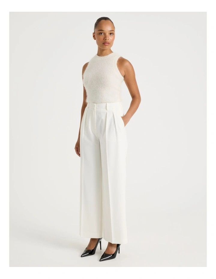 Double Pleat Wide Pants in Ivory | Myer