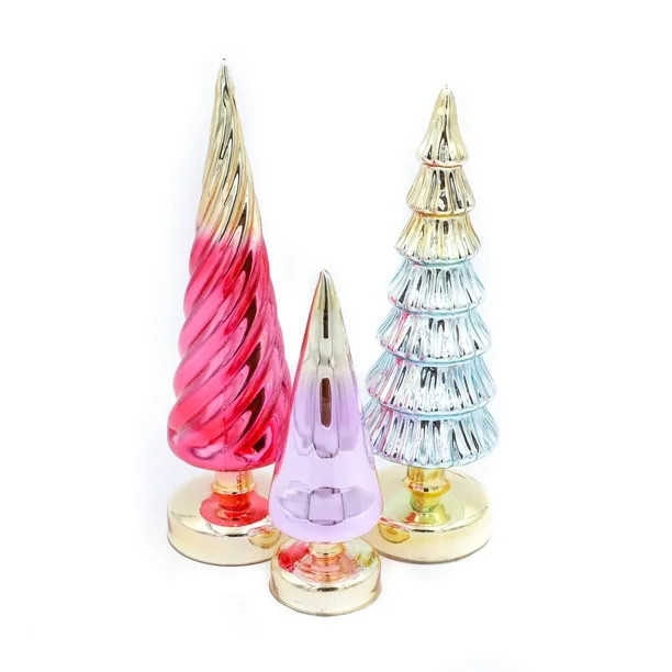 Packed Party Gold and Pink Glass Tabletop Christmas Tree, 11.8-inch - Walmart.com | Walmart (US)