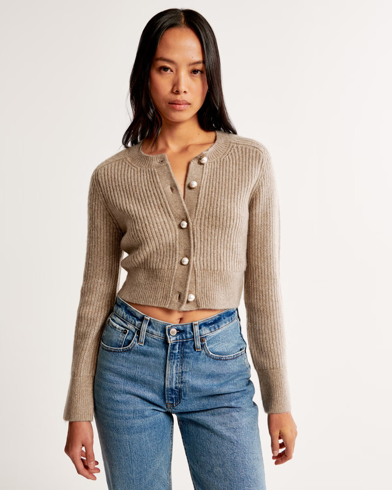 Crew Pearl Button Cardigan | Abercrombie & Fitch (US)