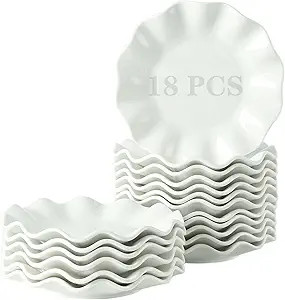 6 Inch Porcelain Appetizer Plates Set of 18, Small Dinner Plates, Dessert Salad Plates, White Wav... | Amazon (US)