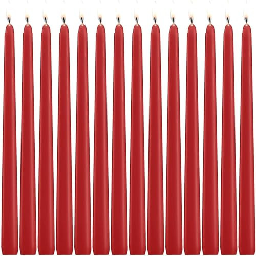 14 Pack Red Taper Candles - Taper Candles 12 Inch Dripless, Smokeless & Unscented - 10 Hours Long Burning - Hand Poured Tall Candlesticks - Ideal for Weddings, Dinner Parties, and Home Decor | Amazon (US)