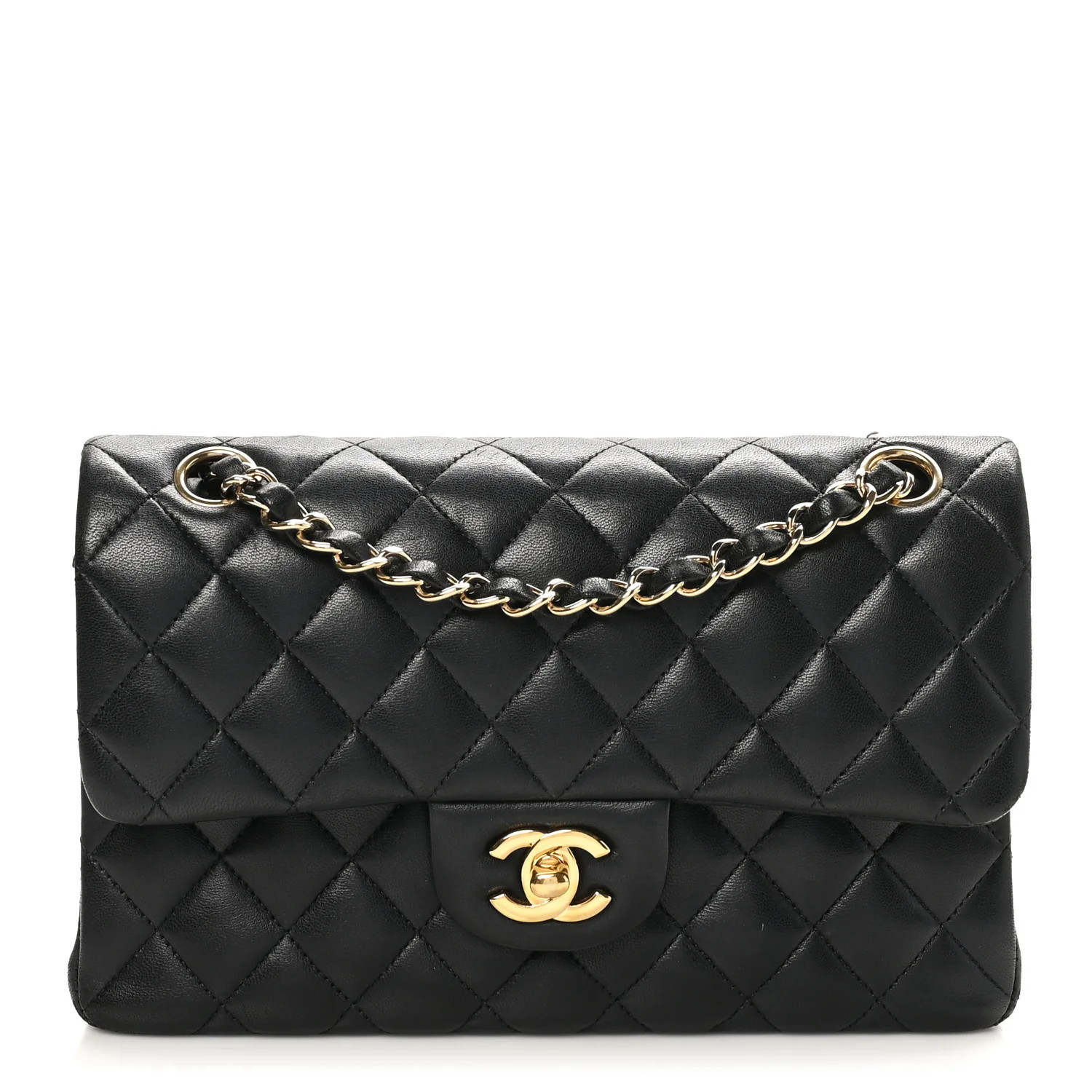 Lambskin Quilted Small Double Flap Black | FASHIONPHILE (US)