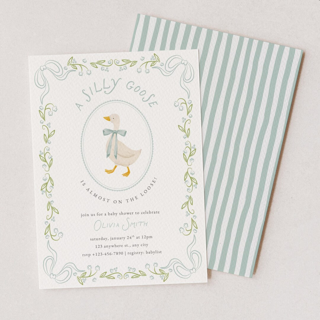 Silly Goose Baby Shower Invitation Template | Editable A Little Silly Goose on the Loose Baby Boy... | Etsy (US)