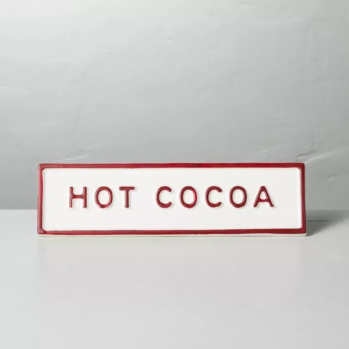 Hot Cocoa Tabletop Sign Red/Cream - Hearth &#38; Hand&#8482; with Magnolia | Target