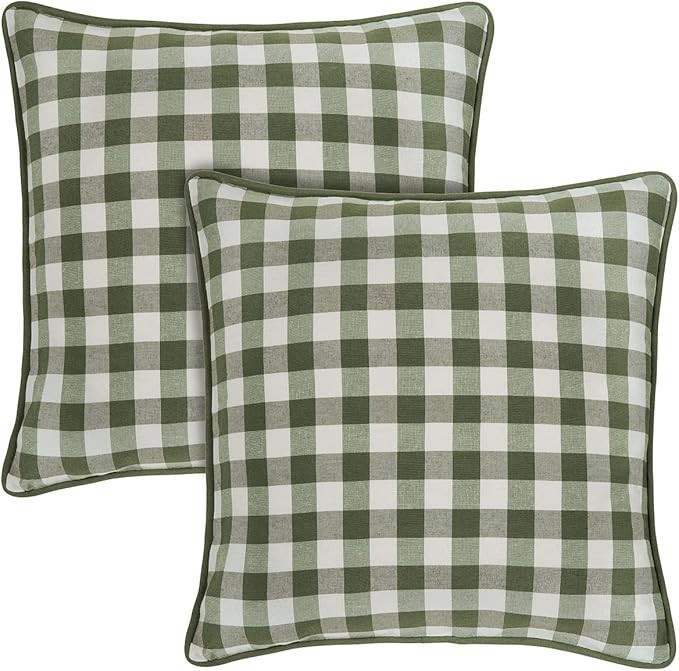 PowerSellerUSA Plaid Farmhouse Pillow Covers 18x18 Standard Throw Pillow Cases, Buffalo Checked D... | Amazon (US)