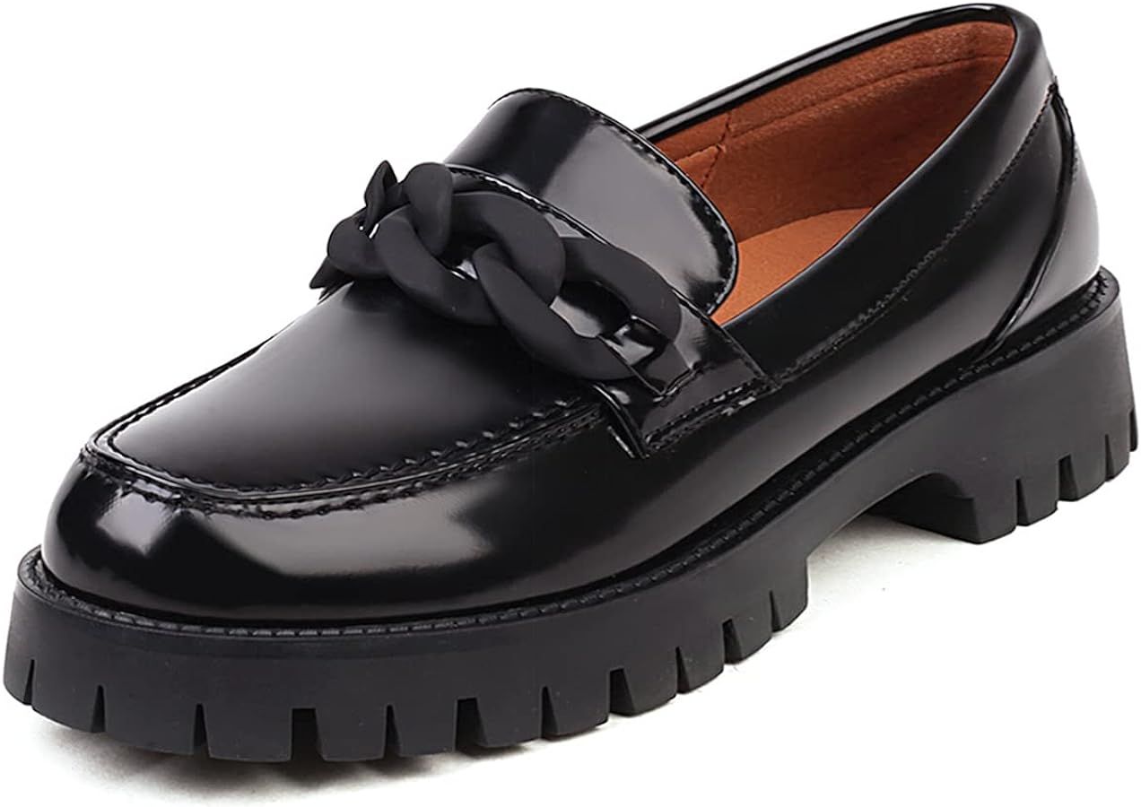 Sopends Women's Loafers Comfortable Platform Black Loafers Women's Casual Dress Shoes Uniform Sho... | Amazon (US)