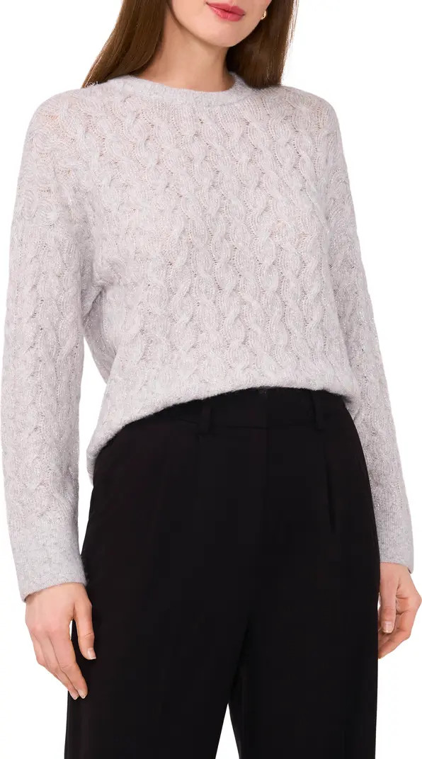 Halogen® Metallic Cable Knit Sweater | Nordstrom | Nordstrom