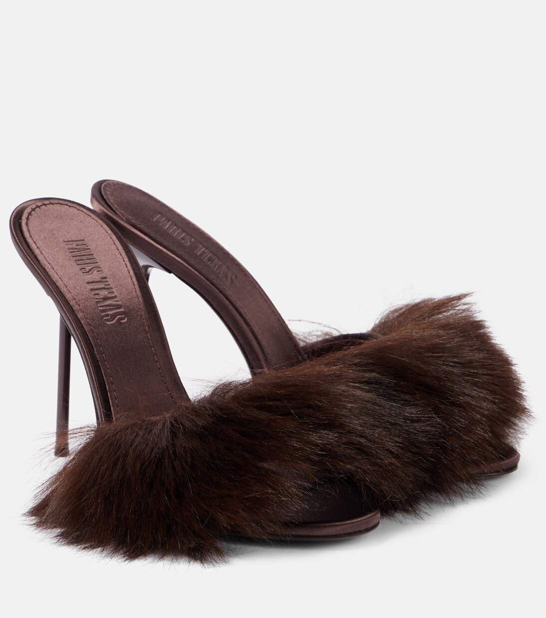 Lidia 105 faux fur and satin mules | Mytheresa (US/CA)