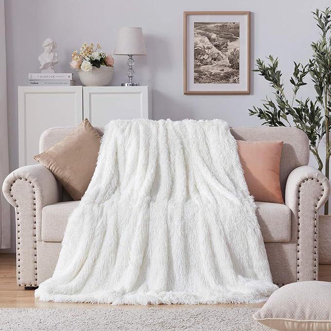 NexHome Soft Shaggy Faux Fur Blanket Throw Blanket 50" x 60", Women Girls Luxury Fuzzy Plush Comf... | Amazon (US)