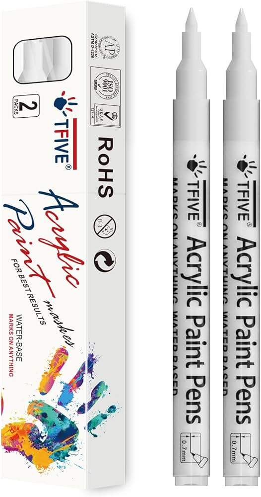 TFIVE White Paint Marker Paint Pens - 2 Pack Acrylic Permanent Marker, 0.7mm Extra Fine Tip Paint... | Amazon (US)