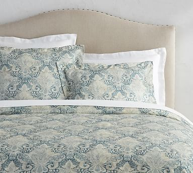 Janelle Scroll Cotton Duvet Cover & Shams - Blue | Pottery Barn (US)