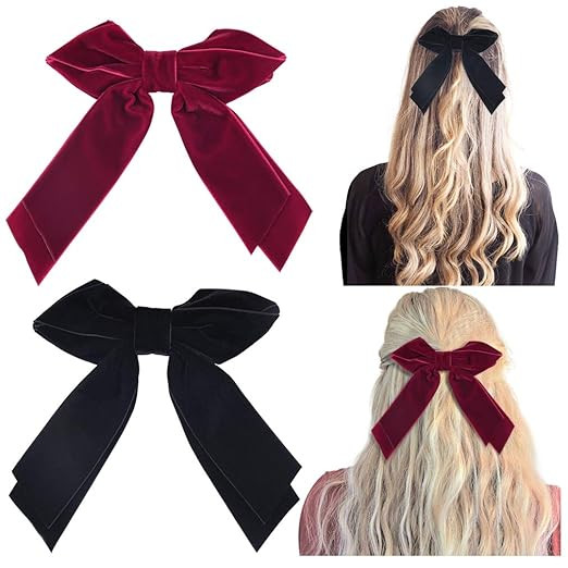 DEEKA 2 PCS 6" Large Velvet Bows Hair Clips Barrettes Hair Accessories for Women and Girls -Black... | Amazon (US)