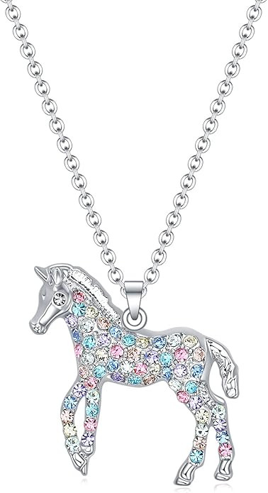 luomart Girls Horse Necklace Gifts,Little Rainbow Horse Jewelry for Women,Initial Letter Necklace... | Amazon (US)