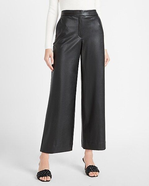High Waisted Faux Leather Culotte Pant | Express
