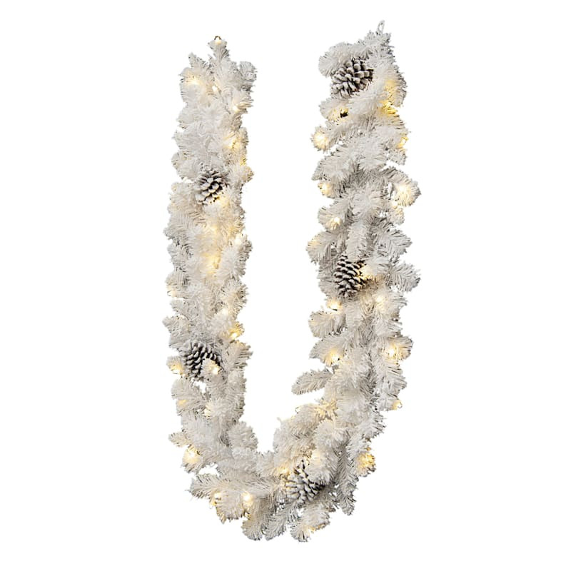 Pre-Lit White Pine Garland, 6' | At Home