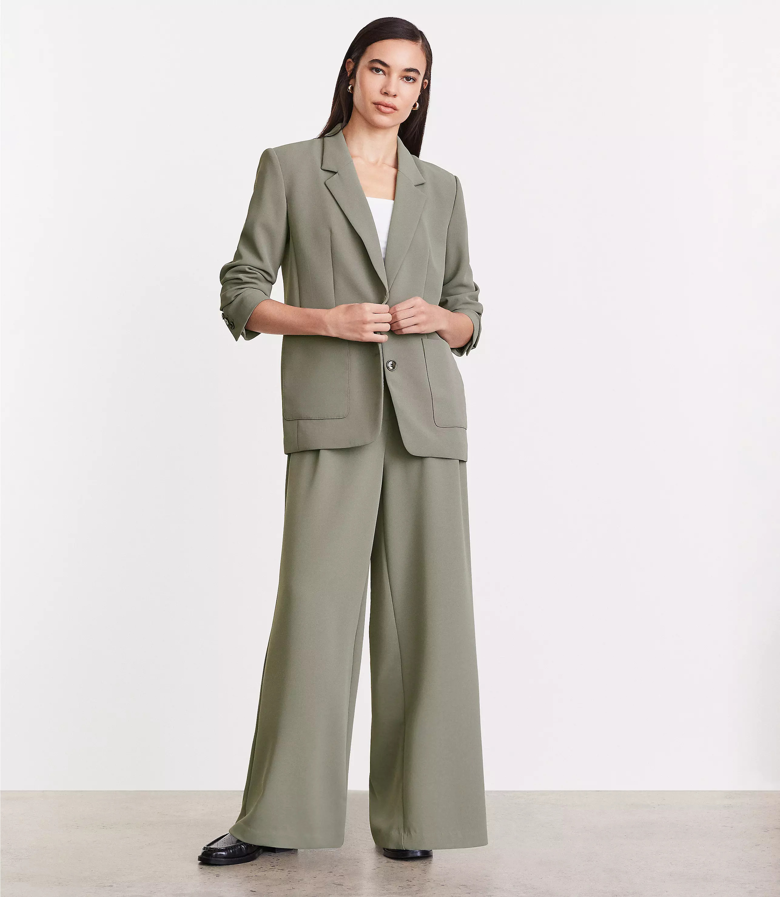 LOFT Versa Crepe Drape Oversized Blazer | LOFT