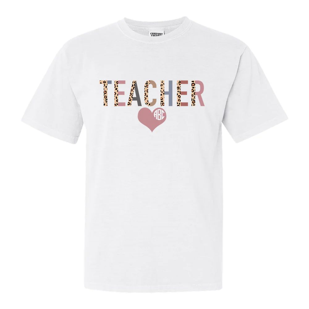Monogrammed 'Leopard Teacher' T-Shirt | United Monograms