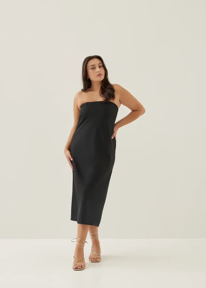 Noree Padded Satin Column Maxi Dress | Love, Bonito USA