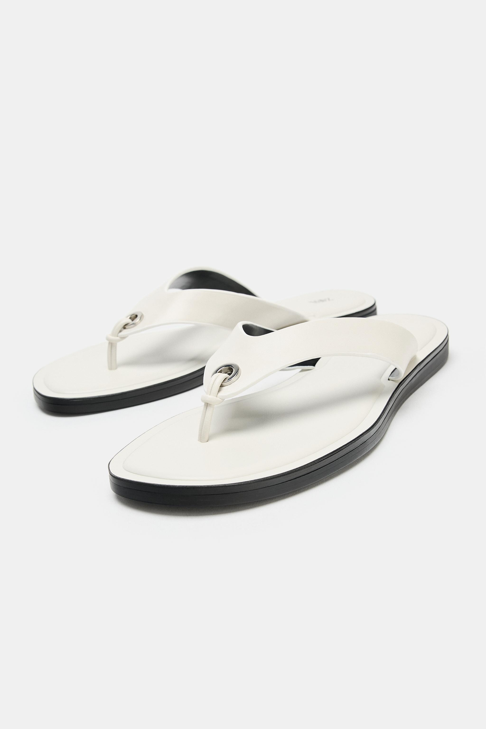 FLAT LEATHER SANDALS | Zara US