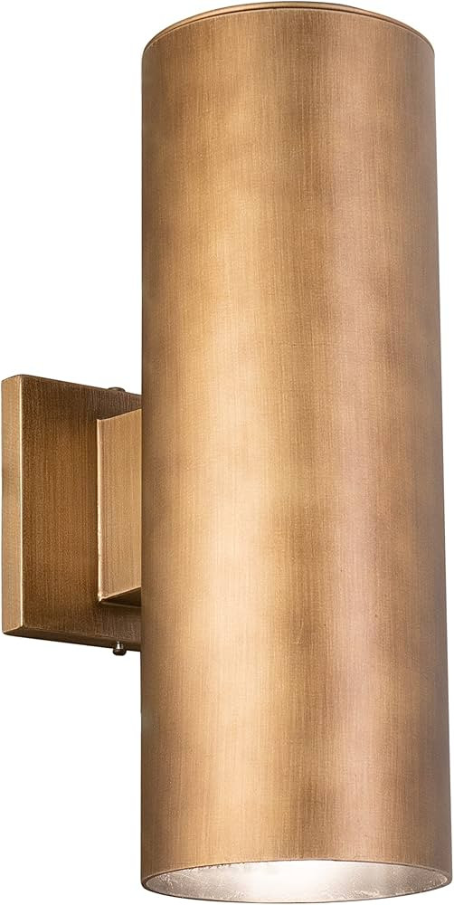 VAXCEL Chiasso 14.25-in H Warm Brass Outdoor Mid Century Modern 2 Light Outdoor Cylinder Wall Sco... | Amazon (US)