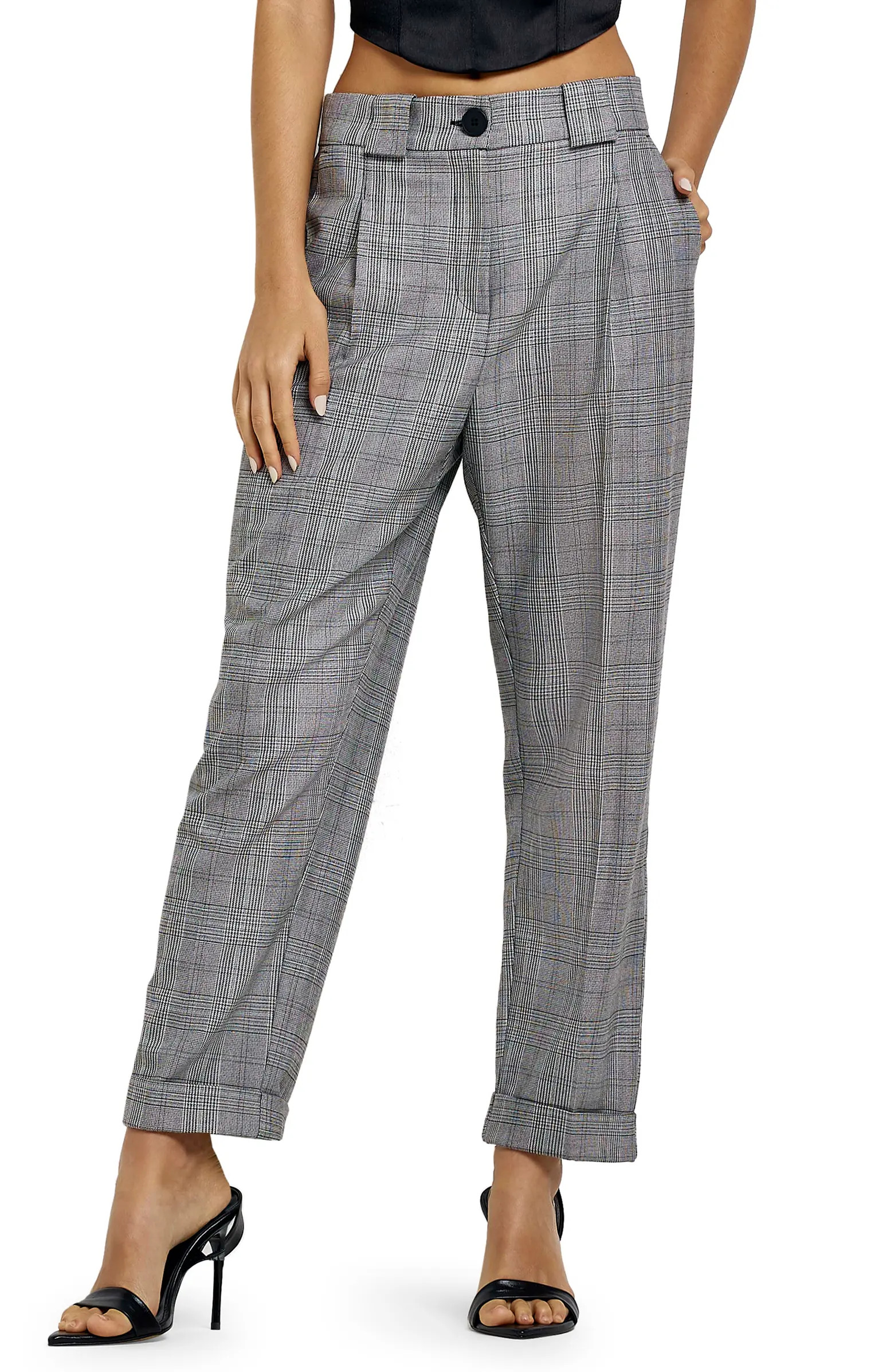 Plaid Straight Leg Trousers | Nordstrom