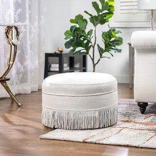 Yolanda Tufted Velvet Round Footstool Ottoman by Jennifer Taylor Home - Light Grey - Yarn Dyed | Bed Bath & Beyond