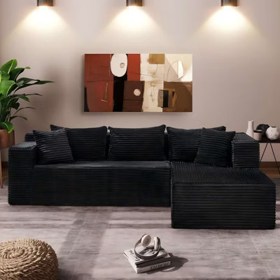 COZONY 106" Modular Cloud Sectional Sofa with Deep Seat, Soft Corduroy, Left-Facing Chaise, Boneless Design | Target