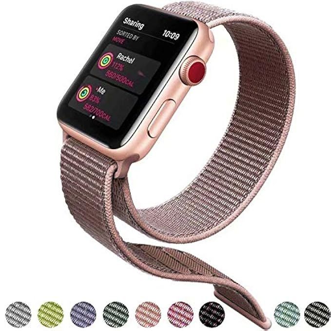 Tces Sport Wristbands Compatible for Apple Watch Band 38mm 42mm, Soft Lightweight Breathable Woven N | Amazon (US)