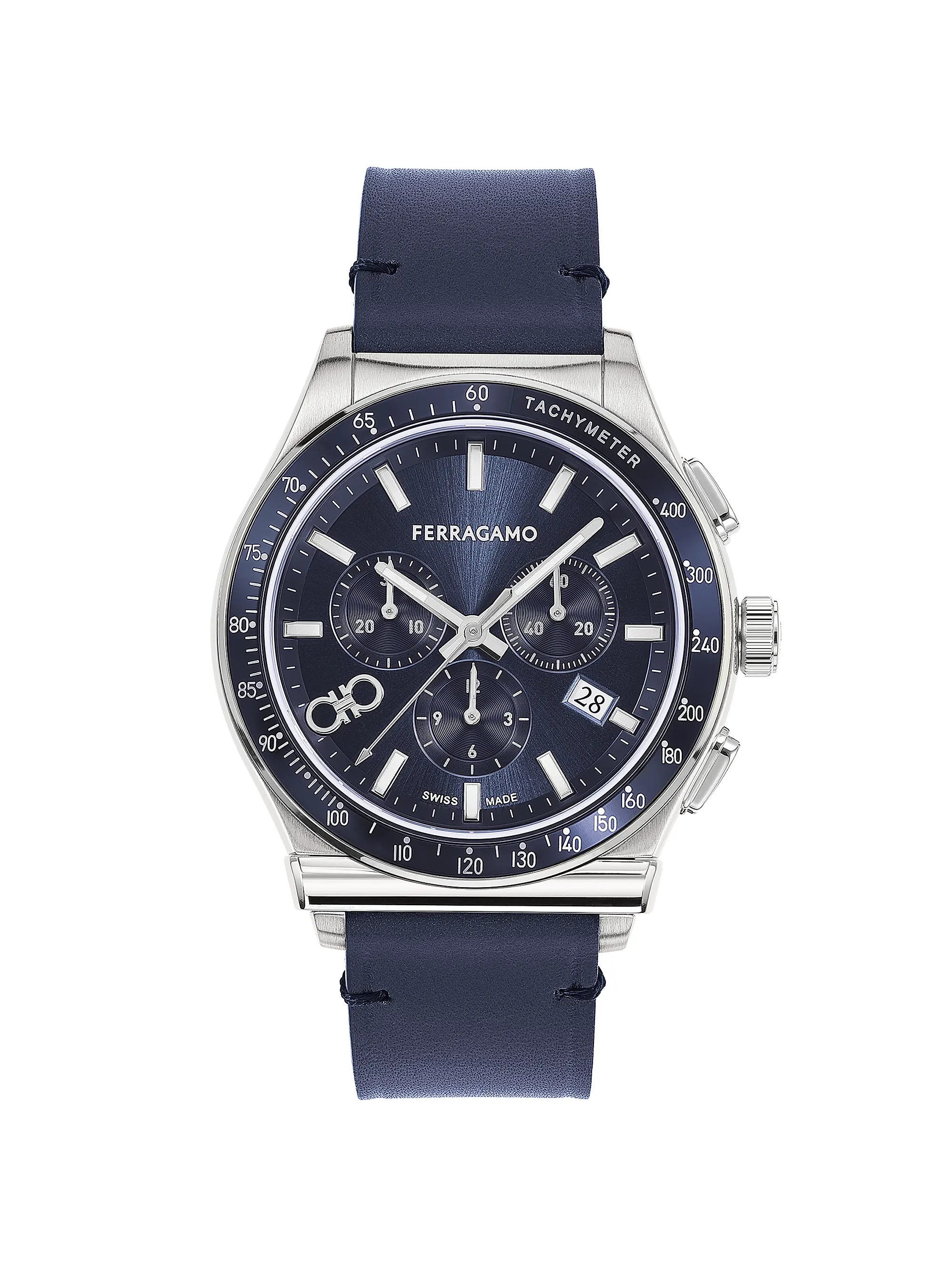 FERRAGAMO 1927 Chronograph Stainless Steel & Leather Strap Watch/42MM | Saks Fifth Avenue