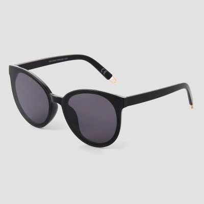 Women's Shiny Plastic Round Sunglasses - Universal Thread™ Black | Target