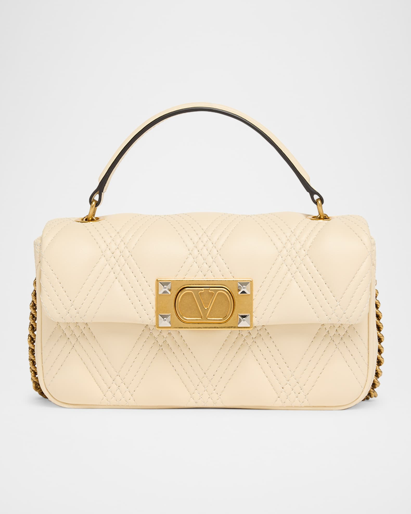Rockstud Quilted Leather Top-Handle Bag | Neiman Marcus