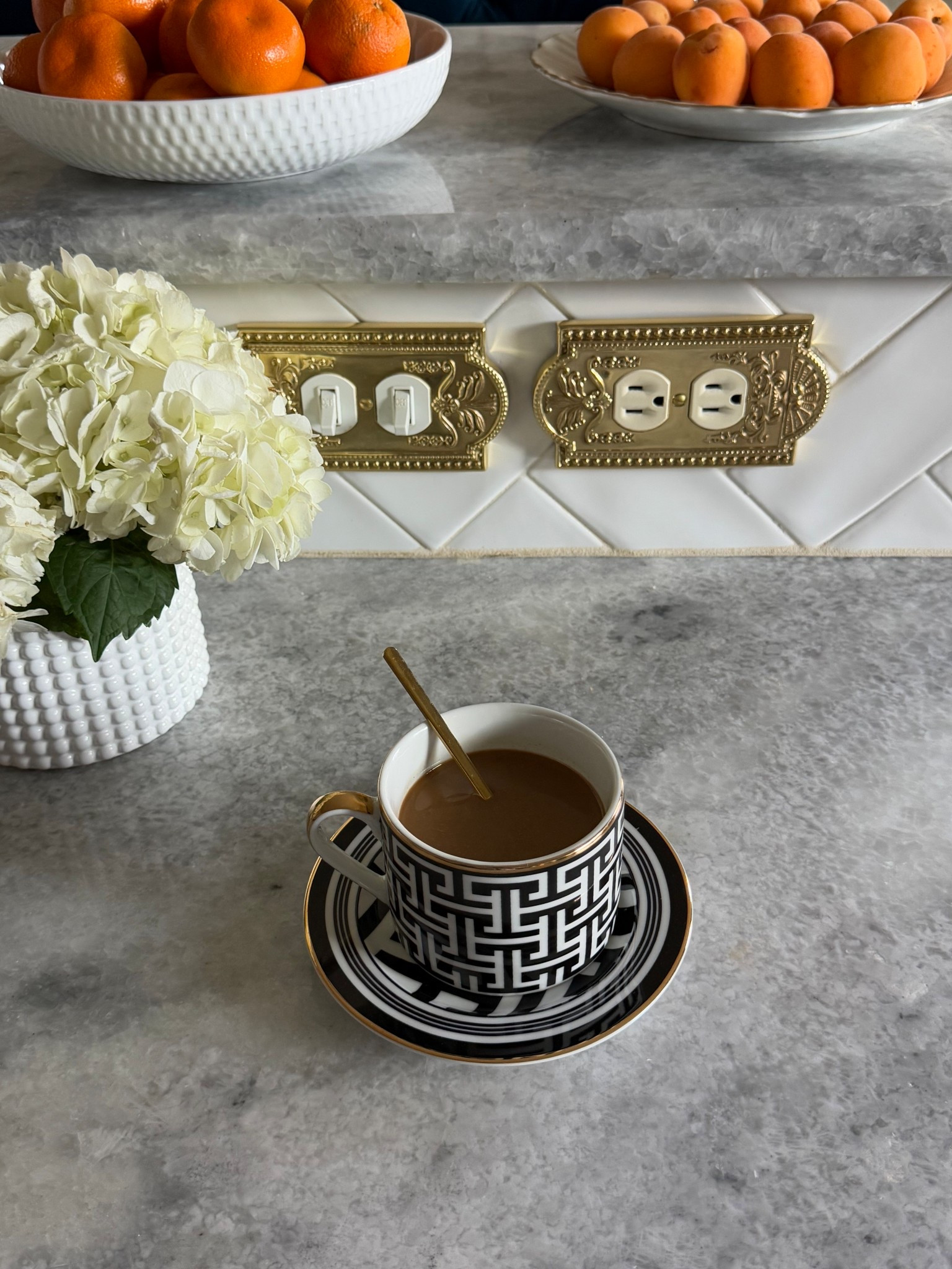 Geo print with gold trim coffee mug & gold spoon

#LTKOver40 #LTKFindsUnder50 #LTKHome