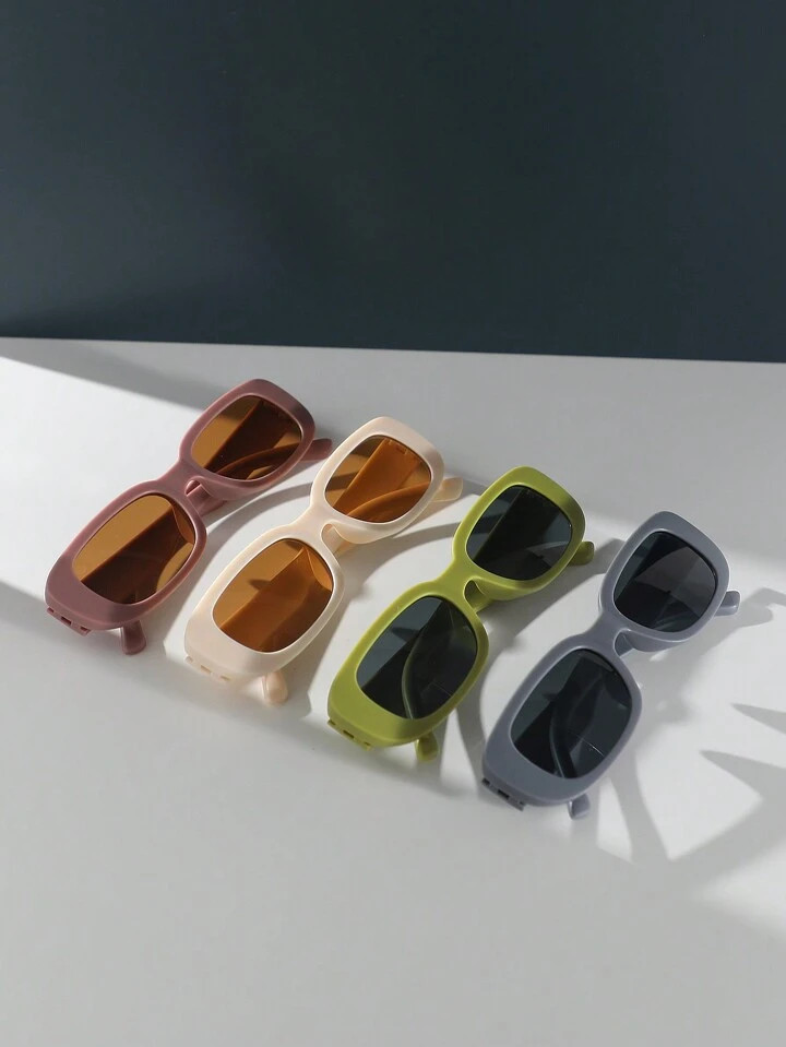 4pcs Women's Square Plastic Dopamine Harajuku Sunglasses  | SHEIN