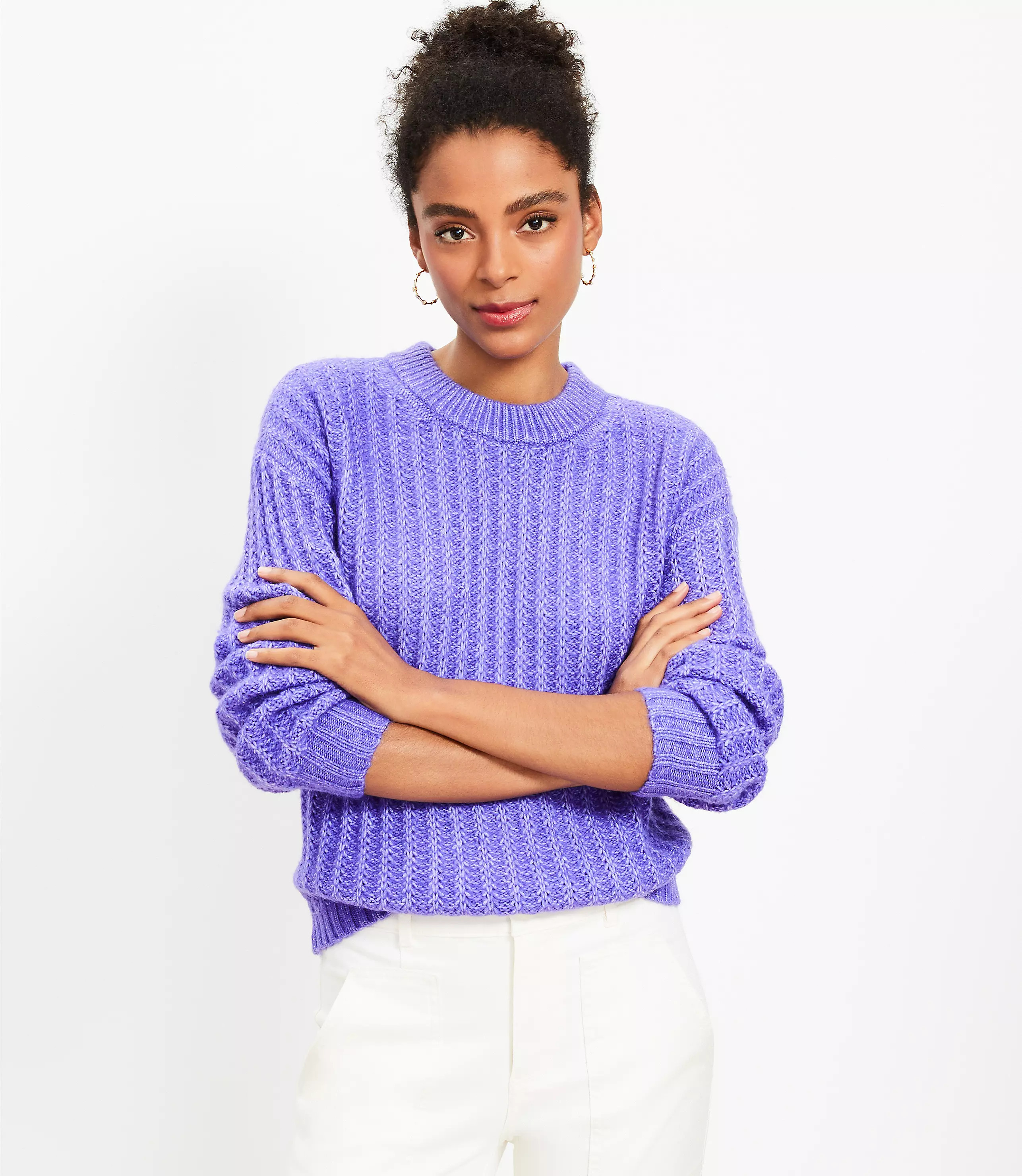 Fuzzy Ribbed Sweater | LOFT