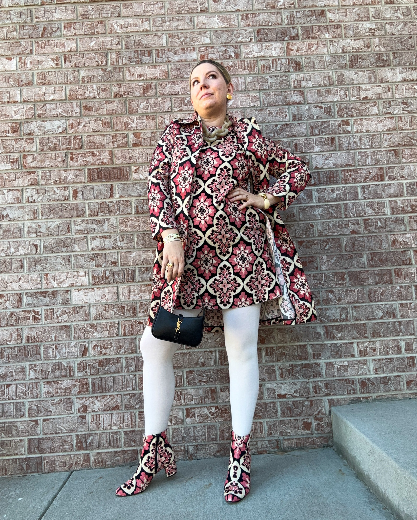 Off the Wall(paper) - Look 1
A curated style series 

When I saw this print several years ago,  I FELL IN LOVE. It was too pricey for me to buy right away but I scored the coat and boots on clearance and got the dress second hand. The designer actually used archival prints for this collection and this one is actually from 100 years ago, if I recall correctly. Thrilled that it could join us again today (and on a velvet dress, no less!) Linking to some of my current faves from the brand. 

I find pants/skirts to run very small in the brand - I’d size up by 2! Other items are more TTS. Some slimmer jackets/shirts run narrow across the shoulders sizing up there helps, too. I’m wearing the Large in both the coat and dress. I went up half size in the boots.

Off The Wall(paper) is a celebration of one of my favorite styling hacks: MATCH EVERYTHING. I get outsized amounts of joy from a couple of funny things: 1. Lining things up (yes, literally) and 2. Finding things that match and then LINING THEM UP. This is that desire embodied in a capsule series. 

Dress, Coat & Boots - LaDoubleJ
Bag - Yves Saint Laurent 
Earrings - Vintage Givenchy
Ring - Kate Spqde
Bracelets - Vintage
Necklace - Tuckernuck (piper k)
Tights - We love colors

#LTKshoecrush #LTKSeasonal #LTKstyletip