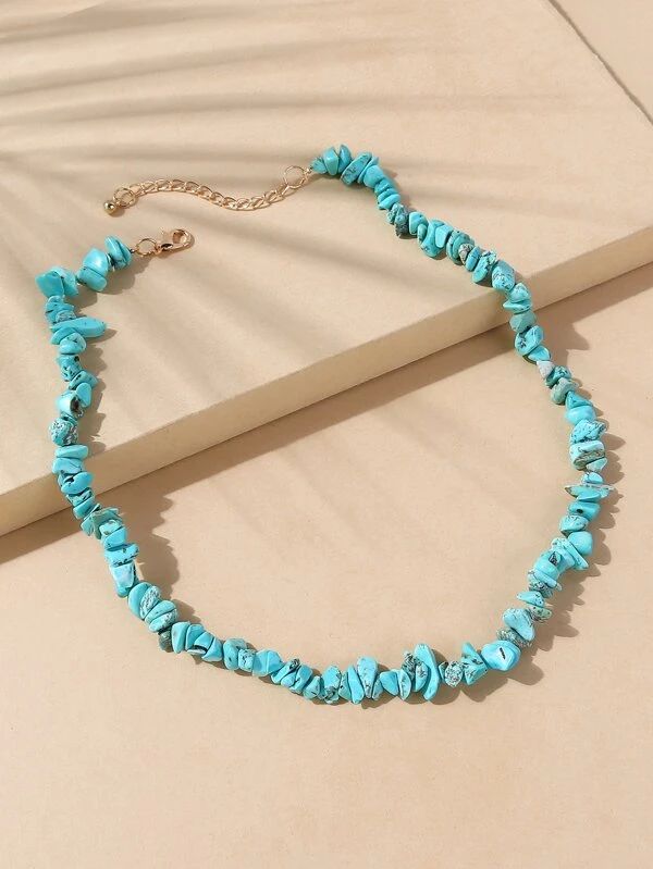 Turquoise Beaded Necklace | SHEIN