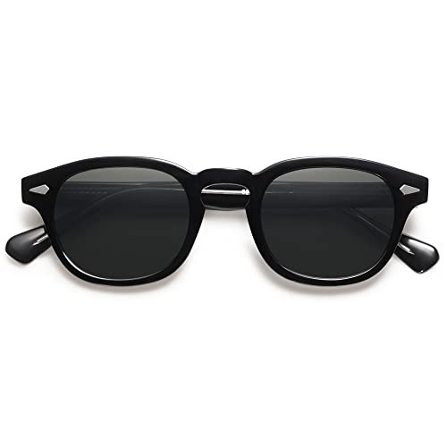 SOJOS Retro Small Round Sunglasses for Men Women Trendy Circle Style UV400 Lenses Unisex Sun Glasses SJ2251, Black Frame/Grey Lens | Amazon (US)