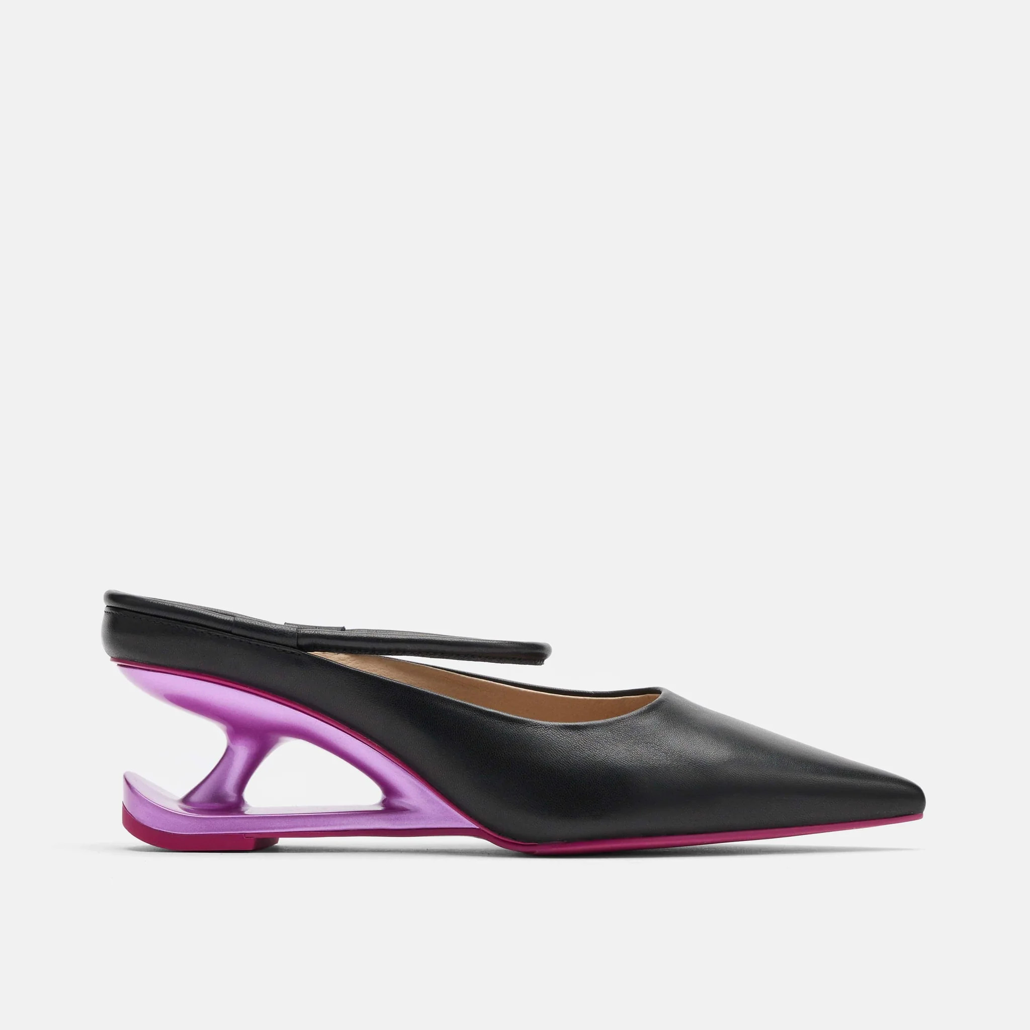 Sophia Black/Magenta Leather Strap Pumps | Marc Nolan