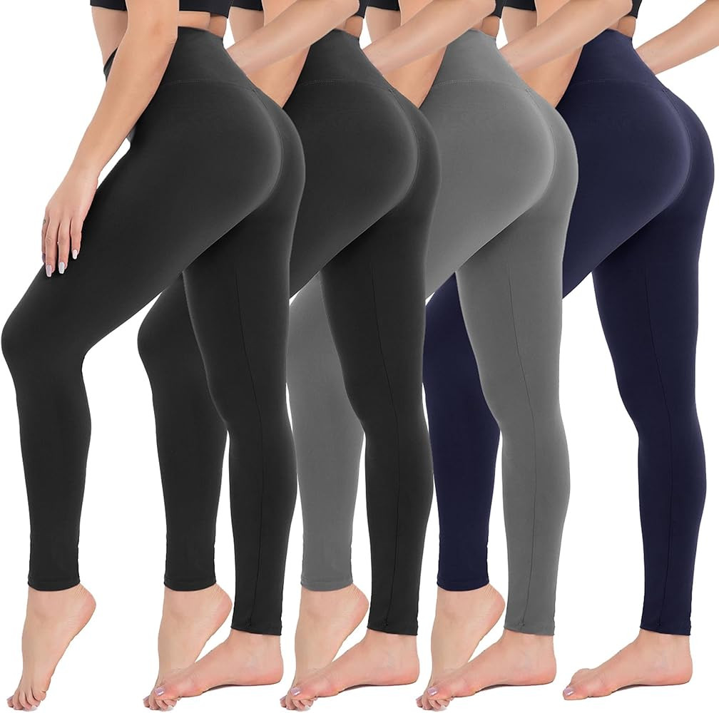CAMPSNAIL 4 Pack Leggings for Women - High Waisted Tummy Control Yoga Pants with Pockets for Work... | Amazon (US)