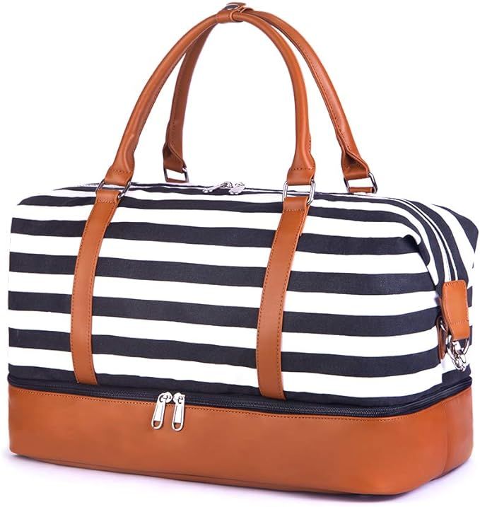 SUVOM Women Weekend Bag Canvas Overnight Travel Tote Bag Weekender Bag Carry on Shoulder Duffel B... | Amazon (US)