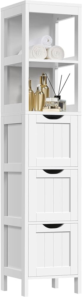 Yaheetech Bathroom Tall Cabinet, Slim Storage Cabinet, Narrow Freestanding Floor Cabinet with 3 D... | Amazon (US)