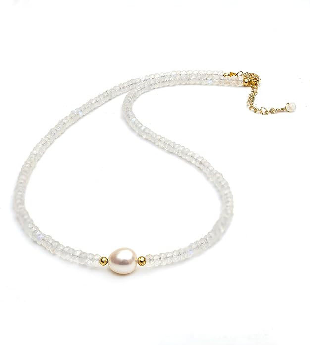 Gempires Gemstone Beaded Necklace with Freshwater Pearl Choker Style Jewelry Hypoallergenic Non T... | Amazon (US)