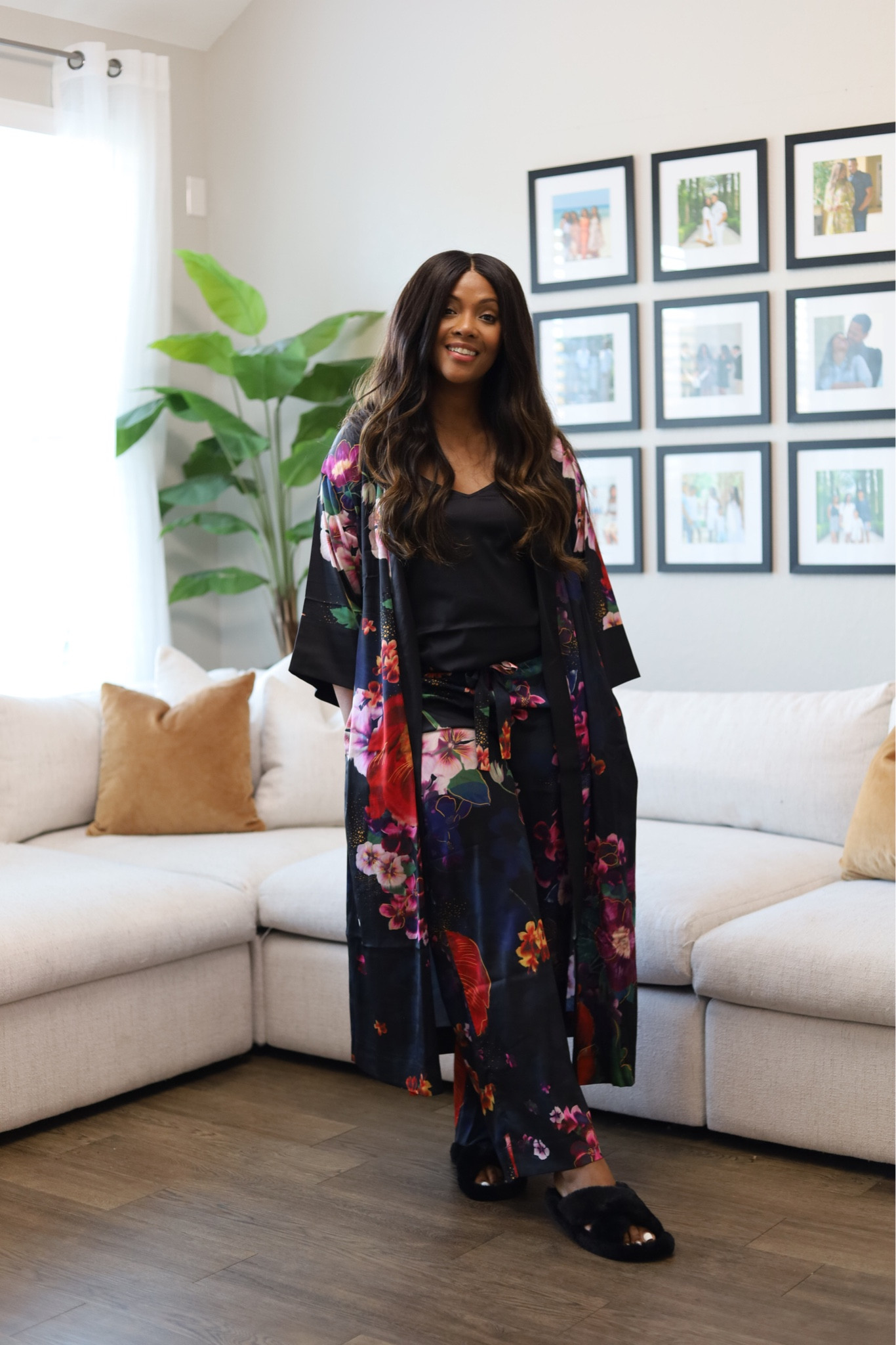 Floral satin pj set with robe for gift ideas for mom, wife, sister, aunt, or more. Comfy Soma intimates pj sets. Great for travel or lounging at home. 

#LTKCyberWeek #LTKHoliday #LTKfindsunder100