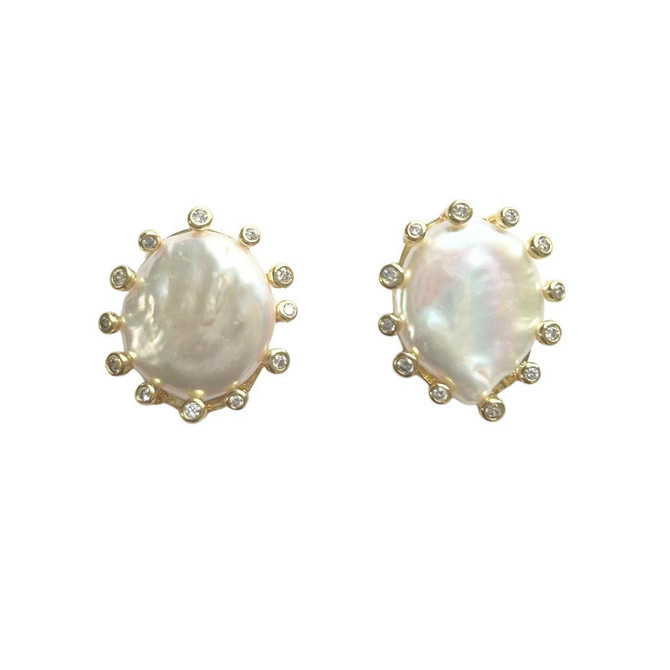 Lexi - Mother of Pearl Stud Earring - Broke Brooke | Lisi Lerch Inc