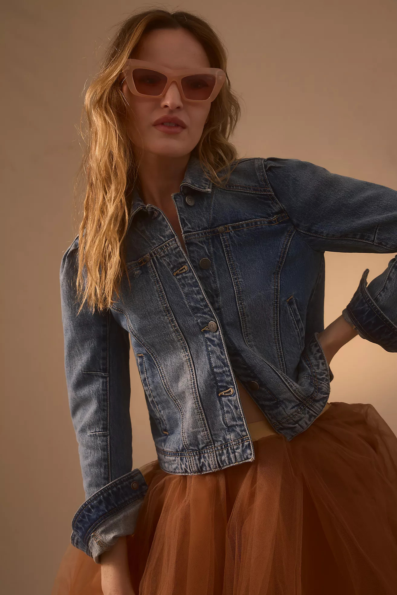 Pilcro Puff-Sleeve Denim Jacket | Anthropologie (US)
