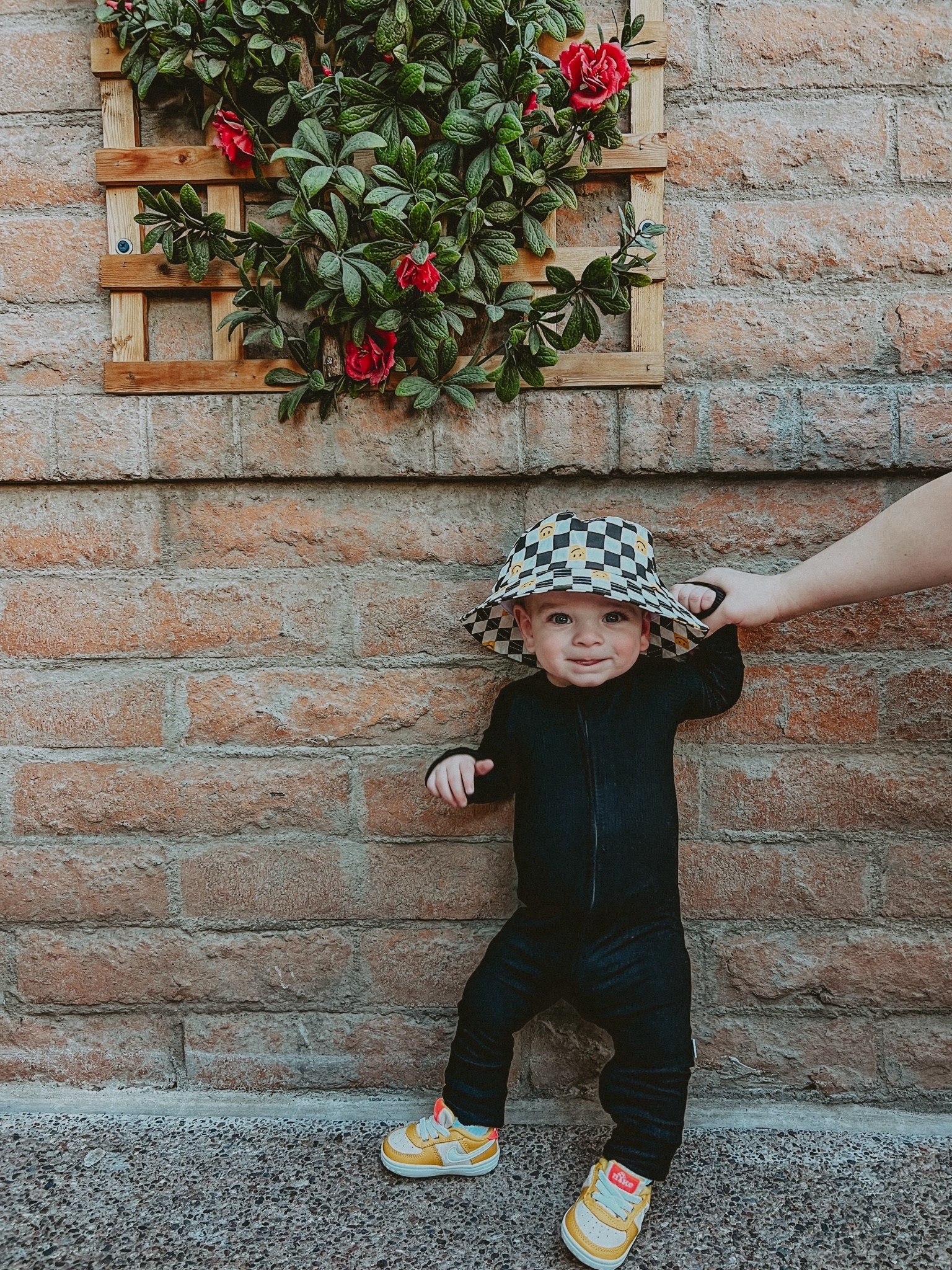 Baby boy fall outfit inspo! Checkered bucket hat, ribbed black bamboo romper, Nike crib sneakers shoes, the cutest! 🖤

#LTKbaby #LTKfamily #LTKkids