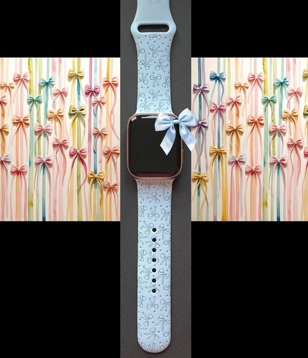 Bows and Stars Watch Band 38mm 40mm 41mm 42mm 44mm 45mm S/M M/L Series 1,2,3,4,5,6,7,8,9 Silicone... | Etsy (US)