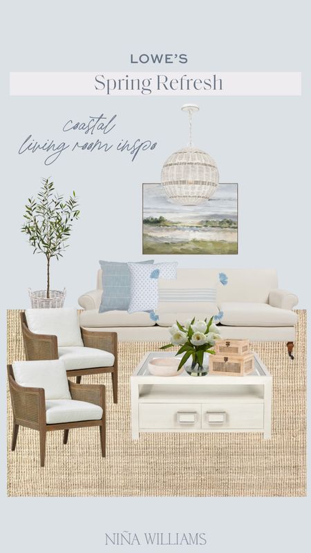 #ad coastal living room inspo - all products from Lowe’s - home decor - home inspo - coastal farmhouse  #lowespartner @loweshomeimprovement

#LTKStyleTip #LTKHome