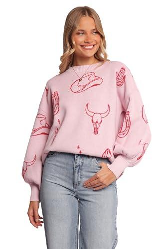 Jax Western Knit Sweater - Pink XL | Amazon (US)
